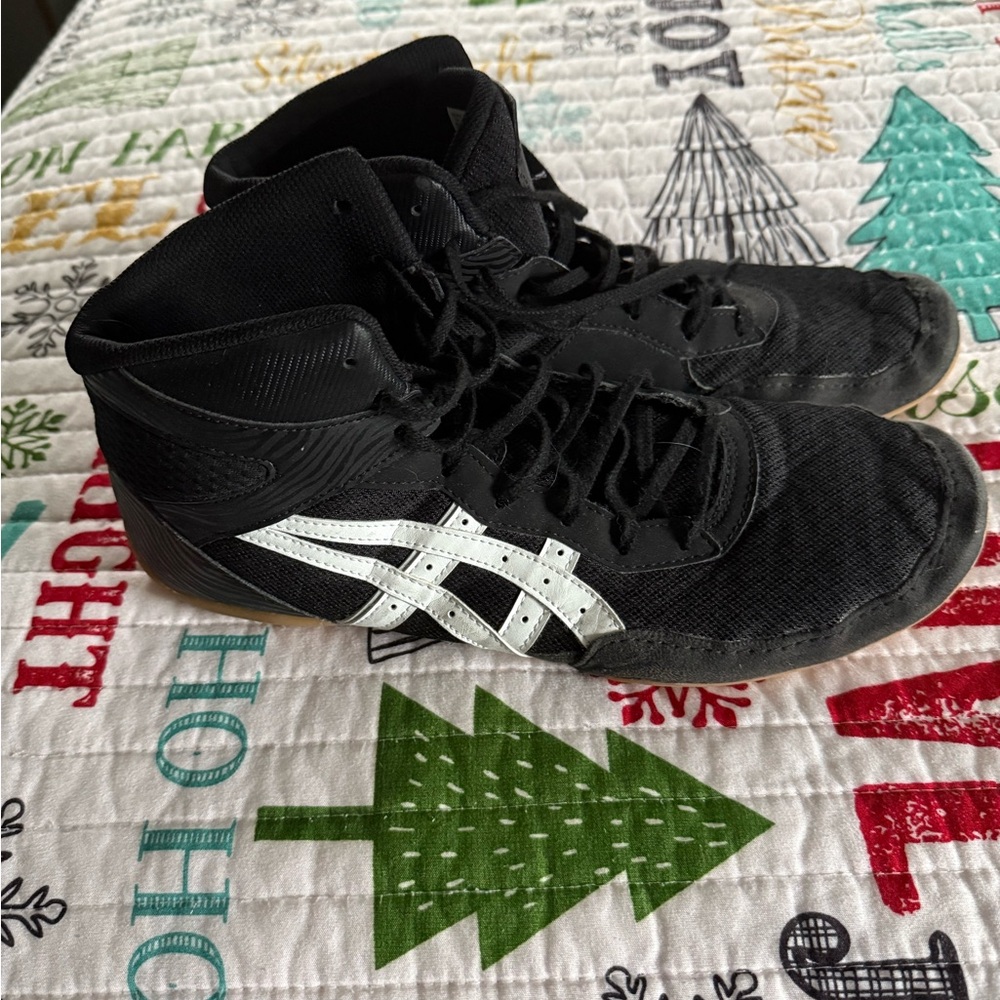 Asics Black Athletic Shoes with Light Brown Sole